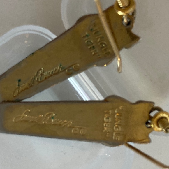 Laurel Burch Vintage Gold Plated Earrings Signed "JUNGLE TIGER" circa 1991-1993 - Picture 3 of 4